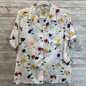 Camicia blusa donna Alfred Dunner 14 bottoni tasca floreale colorata anni 80 - Foto 1 di 8