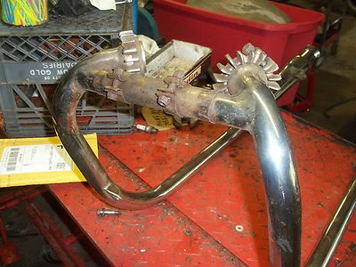 TRIUMPH BONNEVILLE T120R left/right exhaust header pipes clamps mufflers - Image 1 of 4