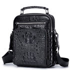 100% Genuine Leather Men's Crocodile Shoulder/Messenger Bag 8" Handbag Sport Bag