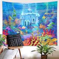 Submarine Castle Coral 3D Wall Hang Cloth Tapestry Fabric Decorations Decor