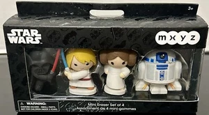 Star Wars Disney Store MXYZ Mini Eraser Set of 4 R2-D2 Vader Skywalker Leia New - Picture 1 of 4