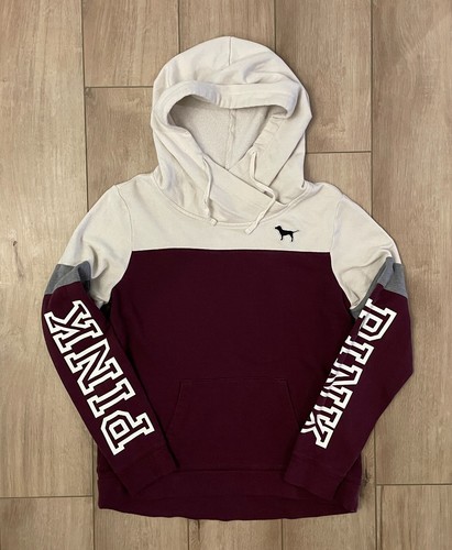 UNDERCOVER Victoria's Secret ROSA Felpa con cappuccio pull over Donna M Manica lunga Blocco colore