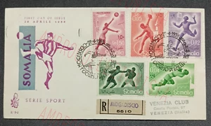 Busta Primo Giorno Somalia Serie Sport - Venezia Club - Mogadiscio 1958 - Foto 1 di 2