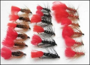 Moscas trucha húmeda, paquete de 18, zulú, etiqueta roja, sólido, tamaño mixto, para pesca con mosca - Imagen 1 de 4