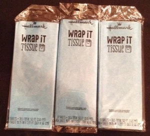 Lote de 3 pañuelos envolventes Hallmark azul 6 hojas 19" x 2,17' 28,5 pies cuadrados totales - Imagen 1 de 8