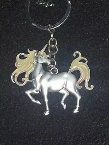 Unicorn Silver Toned Color Metal Keyring Keychain Glow In Dark - Picture 1 of 10