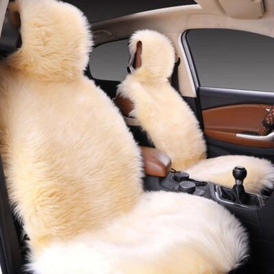 1X Soft Faux Sheepskin Fur Car Seat Cover Warm Plush Full Car Front Seat Case - Image 1 of 4