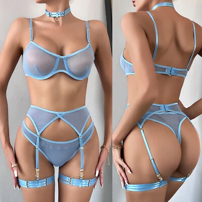 Lencería Sexy Vestido de Encaje Ropa Interior con Cinturón Garter Babydoll Ropa de dormir Prendas para dormir Foto 1 de 4