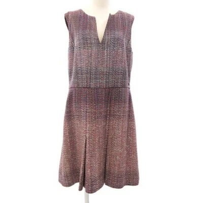 CHANEL платье без рукавов женщин размер 44 фиолетовый вискоза хлопок твид COCO логотип - Изображение 1 из 4