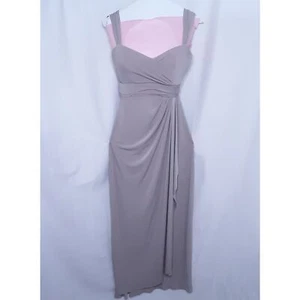 Amsale Evening Gown Beige Ruched Empire Waist Size 8 - Picture 1 of 8