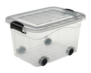 Aufbewahrungsboxen mit Deckel aus Kunststoff mit Räder 20 - 100L transparent - Bild 1 von 26