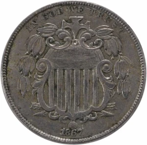 1867 Shield Nickel Rays Choice EF Uncertified #428 - Picture 1 of 2