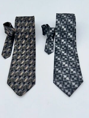 Lote de 2 corbatas de seda para hombre SAVILE ROW / BOULEVARD CLUB tonos de gris y marrón Foto 1 de 4
