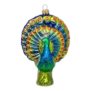 Kurt Adler Pájaro Pavo Real Adorno de Navidad Soplado a Mano Vidrio de Mercurio Vacaciones - Imagen 1 de 7