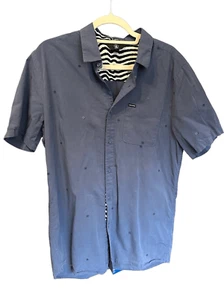 Volcom Men’s blue button down collar woven shirt embroidered detailing modern fi - Picture 1 of 8