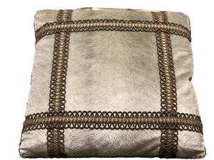 Accent Pillow Cushion, Animal Skin textured velvet, Grey/Taupe,  24 X24 - Picture 1 of 3