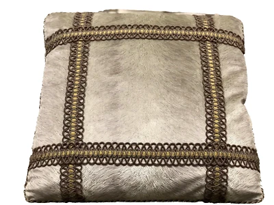 Accent Pillow Cushion, Animal Skin textured velvet, Grey/Taupe,  24 X24 - Image 1 of 3