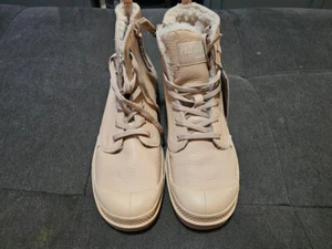 Palladium Pallabase Round Toe Lace Up  Womens BEIGE Casual Boots 97223-278-M - Picture 1 of 11