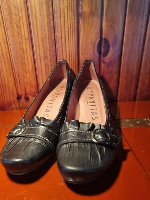 HISPANITAS LEATHER UPPER/LINING HEELS 7CM S 8 INSOLES-25.5CM SHOES MADE IN SPAIN — 第 1/4 张图片