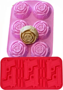 3D Rose and Pistol Silicone Molds - Food-Grade, Dishwasher Safe (2-Pack) - Picture 1 of 9