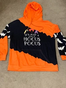 It's Just A Bunch of Hocus Pocus Sweatshirt Hoodie Women Size XL Orange Black - Picture 1 of 17