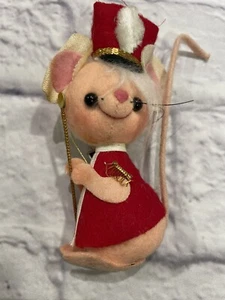 Vintage Mouse Band Leader Christmas Ornament Felt Styrofoam Japan Pink Kitsch - Picture 1 of 4