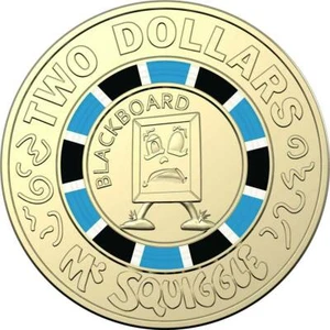 Moneda de 2 dólares australianos en circulación de 2 dólares 🙂 2019 🙂 MR SQUIGGLE - PIZARRA 🙂 Color - Imagen 1 de 1