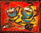 TWO CUPS   Original Oil Painting Stretched Canvas Impressionist HE9T