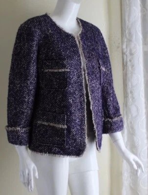 NUEVA Chaqueta Blazer Talbots Talla 14 PÚRPURA Ciruela Tweed Exquisita 3/4 Diseñador XL Foto 1 de 4