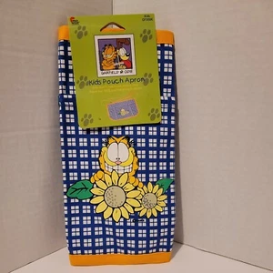Delantal bolsa para niños Garfield & Odie a cuadros azules 100 % algodón - Imagen 1 de 2