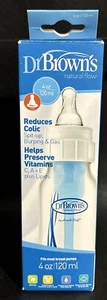 Dr. Brown's Natural Flow Baby Bottle, 4 oz Reduces Colic Preserves Vitamins. - Picture 1 of 4