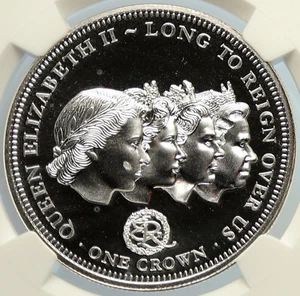 2015 TRISTAN da CUNHA Long to Reign Over Us Proof Silver Crown Coin NGC i105607 - Picture 1 of 5