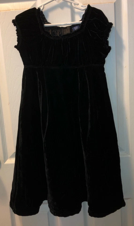 GAP Kids Black Velvet Holiday Dress S 6 7 EUC — 第 1/1 张图片