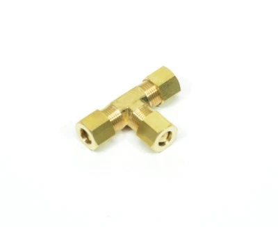 5/16" Tube OD Tee Brass Compression Fitting Plumbing Adapter Water Oil Gas - Image 1 of 4