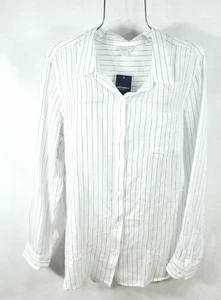 Lucky Brand Women's Shirt XL Bohemian White Pinstripe Button Down Top Blouse NWT - Picture 1 of 10