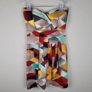 American Rag Size S Strapless Mini Dress Abstract Colorful Sweetheart Neckline - Picture 1 of 8