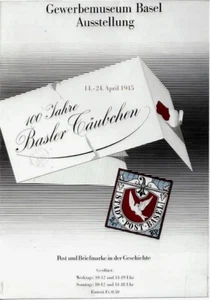 Póster original vintage BASEL DOVE POST STAMP EXPO 1945 - Imagen 1 de 1