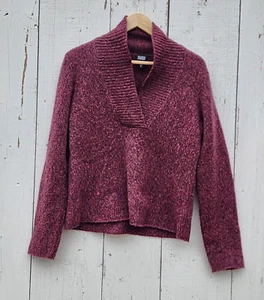 Eileen Fisher Women's Burgundy Collared Merino Wool Blend Sweater Sz S - Picture 1 of 5