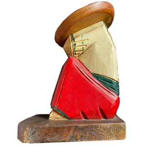 Antiques Vintage Bookends Mexico Statue Wood Hand Crafted Artifact Sculpture 8" - Picture 1 of 11