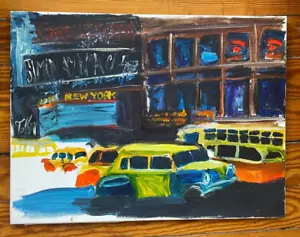 24x18 NYC New York City Landschaft zeitgenössische Außenseiter Kunst Leinwand Gemälde Renault - Bild 1 von 5