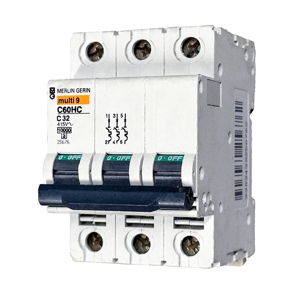 Merlin Gerin 25676 C60HC 32A MCB 3 Pole C Curve 10kA 3 Phase Circuit Breaker - Image 1 of 1