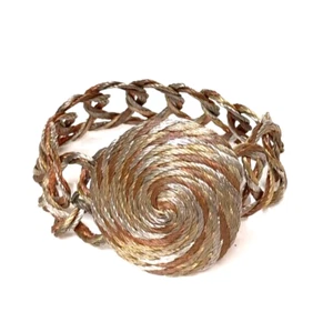 Vintage Boho Armband 3-farbig Kupfer, silber & goldfarben Handarbeit geflochten Metall - Bild 1 von 3