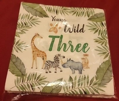 Servilletas de fiesta jóvenes salvajes y tres animales de zoológico Foto 1 de 3