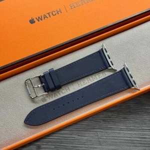 Apple Watch Hermes granatowy skórzany pasek 42/38/40/41 mm - Zdjęcie 1 z 8