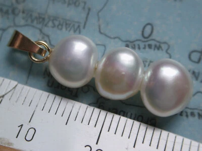 Perlen Kettenanhänger Gold 333, Kettenanhänger Gold 333 mit 3 Perlen 8  mm - Bild 1 von 4