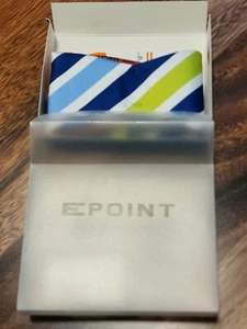 New Men's Blue Green White Striped Bowtie Epoint - Picture 1 of 3