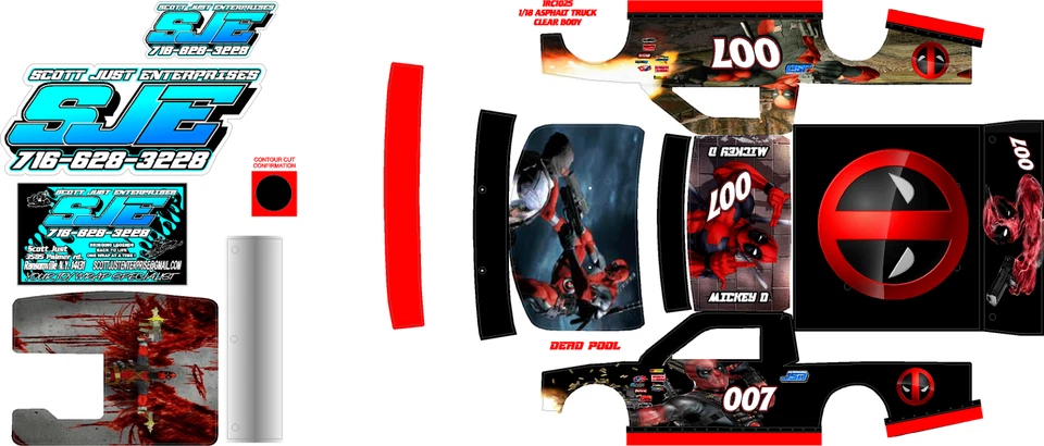 Camión de asfalto 1RC 1RC1025 ENVOLTURA DEADPOOL Foto 1 de 1