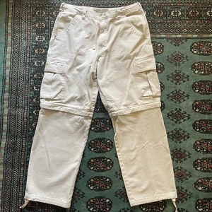 Salopette vintage Buddy Lee pantaloni W36L32 beige zip taglio pantaloncini uomo skater - Foto 1 di 15