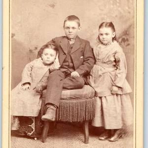 Tarjeta fotográfica CDV de hermanos mayores de la década de 1870 encantadora familia de colección H27 - Imagen 1 de 4