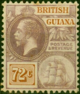 British Guiana 1923 72c Dull Purple & Orange-Brown SG281 Good MM - Picture 1 of 1